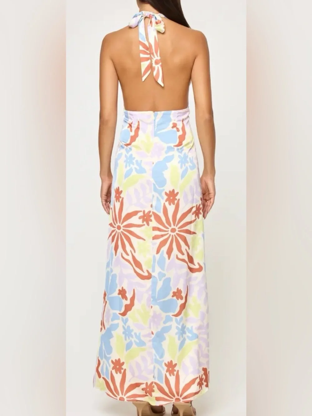 LSPACE TUSCANY FLORAL HALTER COVERUP MAXI DRESS TROPICAL SUMMER NWT SZ M - Picture 2 of 10